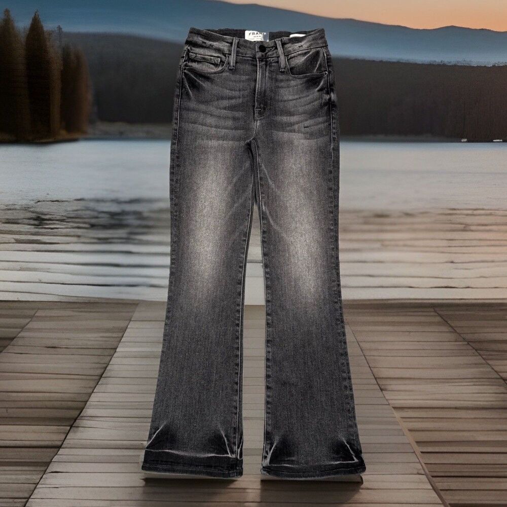 Frame Le Crop Mini Boot Charcoal Wash Jeans 24 (24x26) Jackson Peak Denim Womens